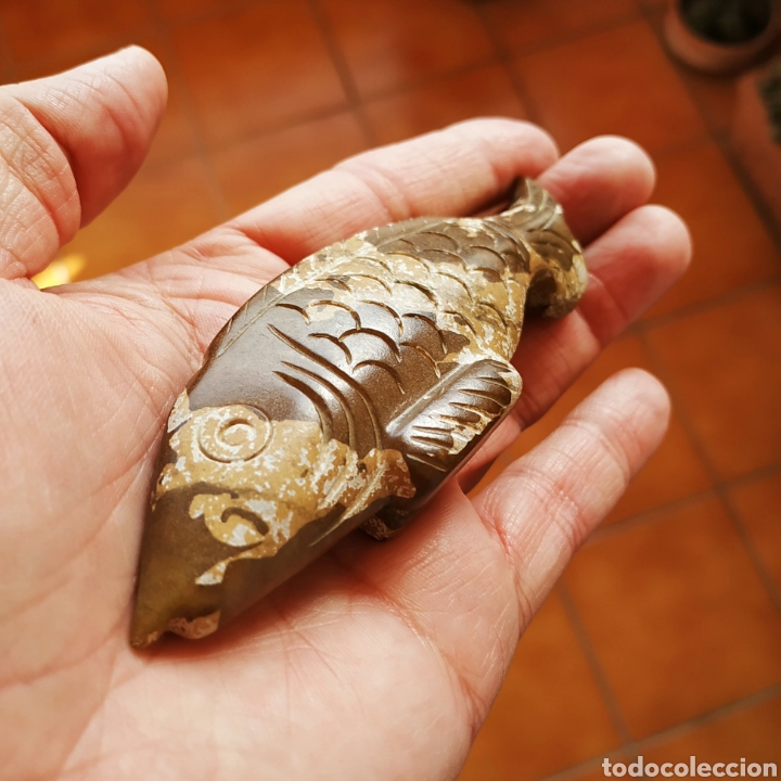 Artesan&iacute;a: Original Pez tallado a mano en jade marron - Foto 5
