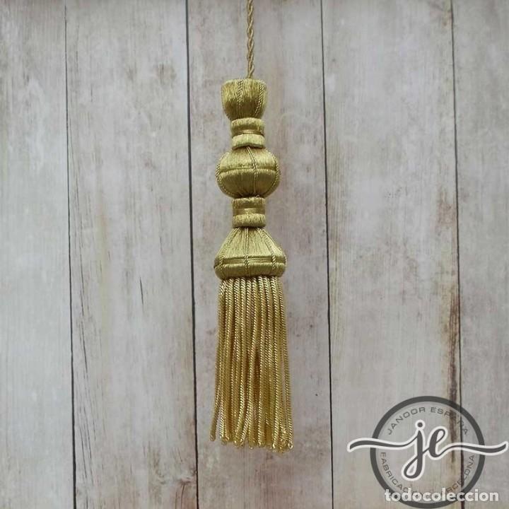 Artesan&iacute;a: Borla de oro oscuro de 10 cm con fleco de canutillo de 7 cm - Foto 1