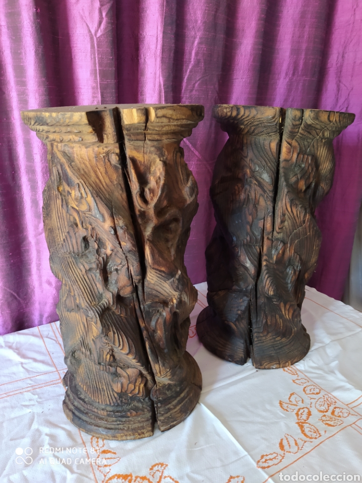 Artesan&iacute;a: Pareja de columnas de roble, talladas - Foto 2