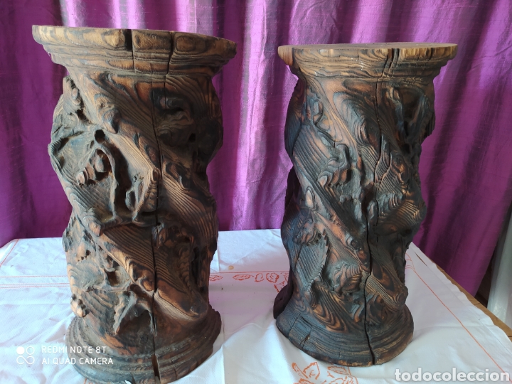 Artesan&iacute;a: Pareja de columnas de roble, talladas - Foto 1