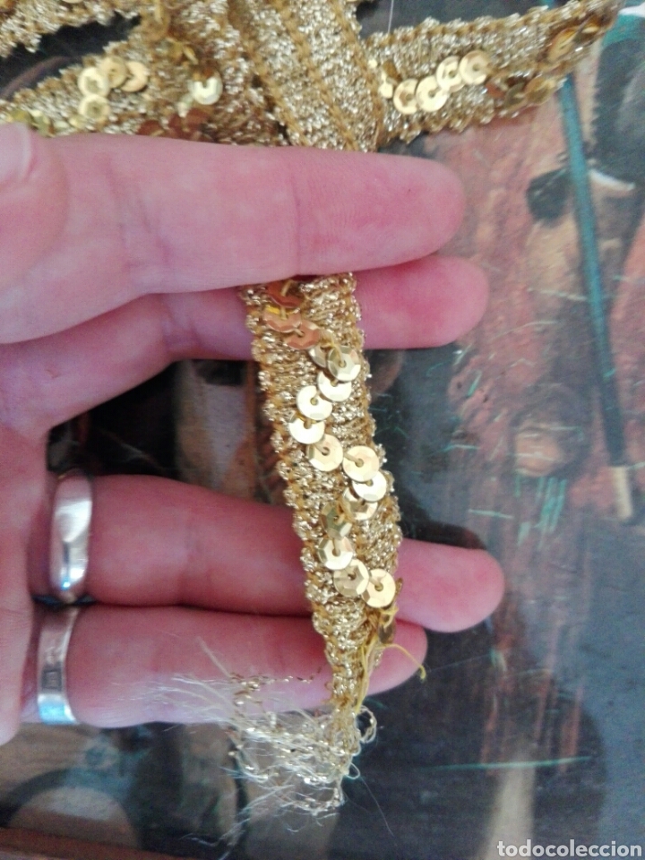 Handicraft: Cinta hilo color oro y lentejuelas para vestimenta regional