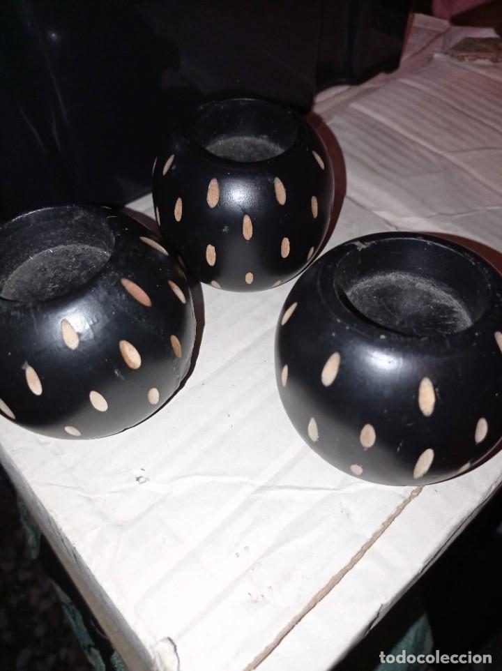 Artesan&iacute;a: LOTE 3 PORTA VELAS DE MADERA - Foto 1