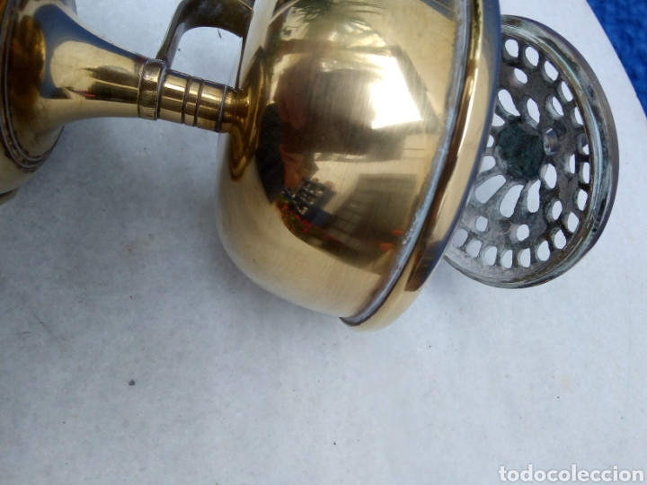 Artesan&iacute;a: Antigua l&aacute;mpara de aceite dorada - Foto 3