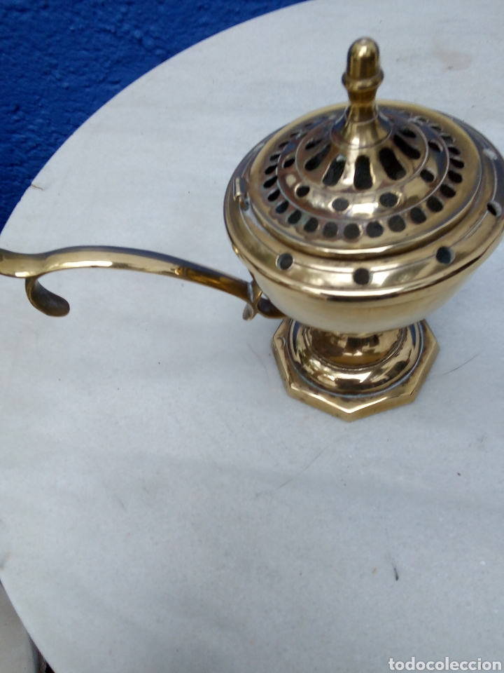 Artesan&iacute;a: Antigua l&aacute;mpara de aceite dorada - Foto 6