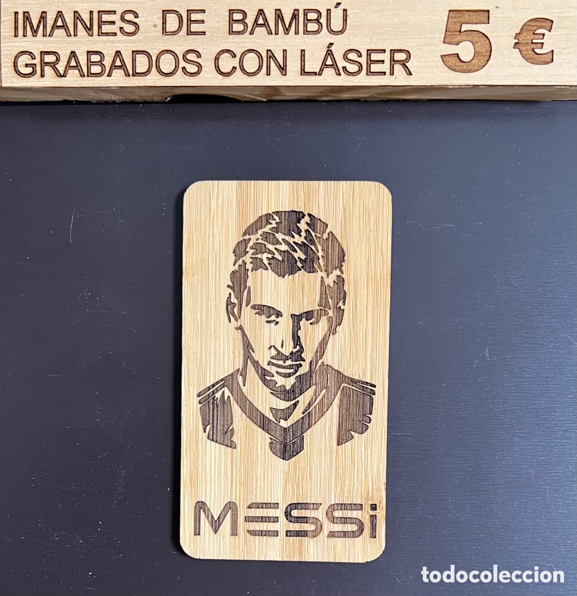 Artesan&iacute;a: Im&aacute;n de bamb&uacute; grabado con l&aacute;ser, Messi - Foto 3