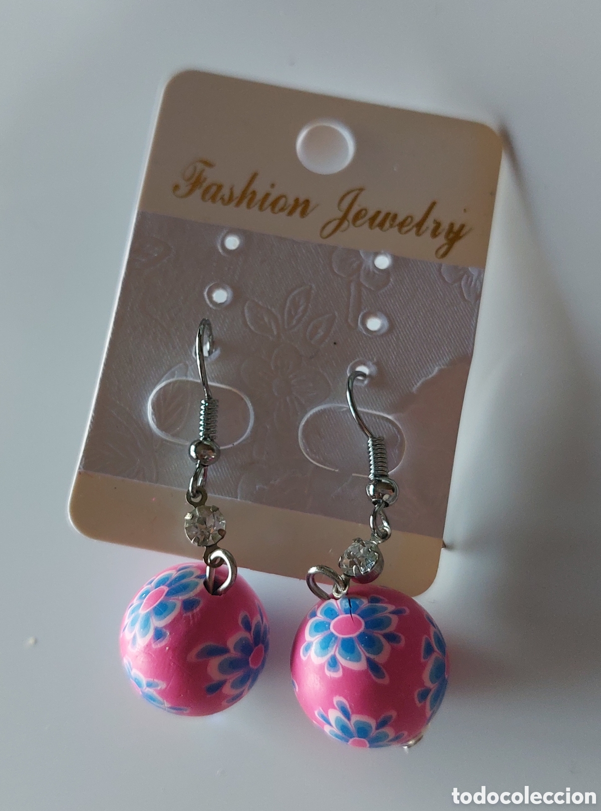 Artesan&iacute;a: Pendientes bola flor rosa nuevos - Foto 2