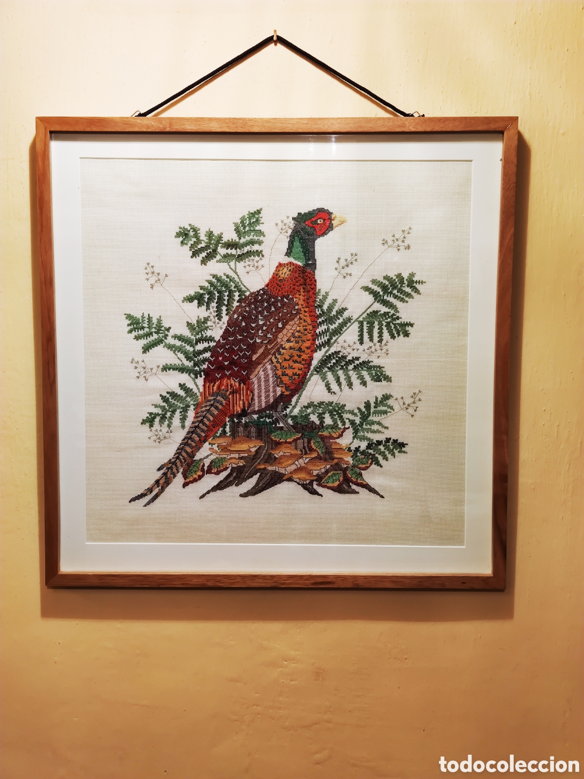 Artesan&iacute;a: Gran cuadro Fais&aacute;n punto de cruz pabell&oacute;n club caza restaurante sal&oacute;n biblioteca