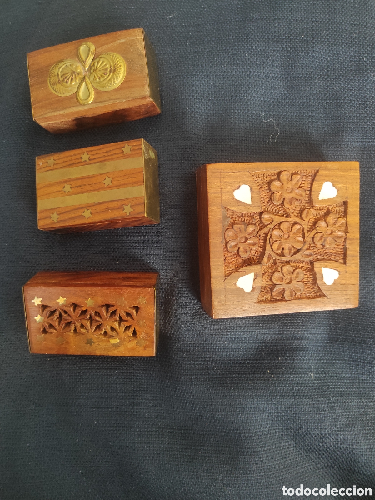 Artesan&iacute;a: Cajitas en madera y laton 4 uds - Foto 1