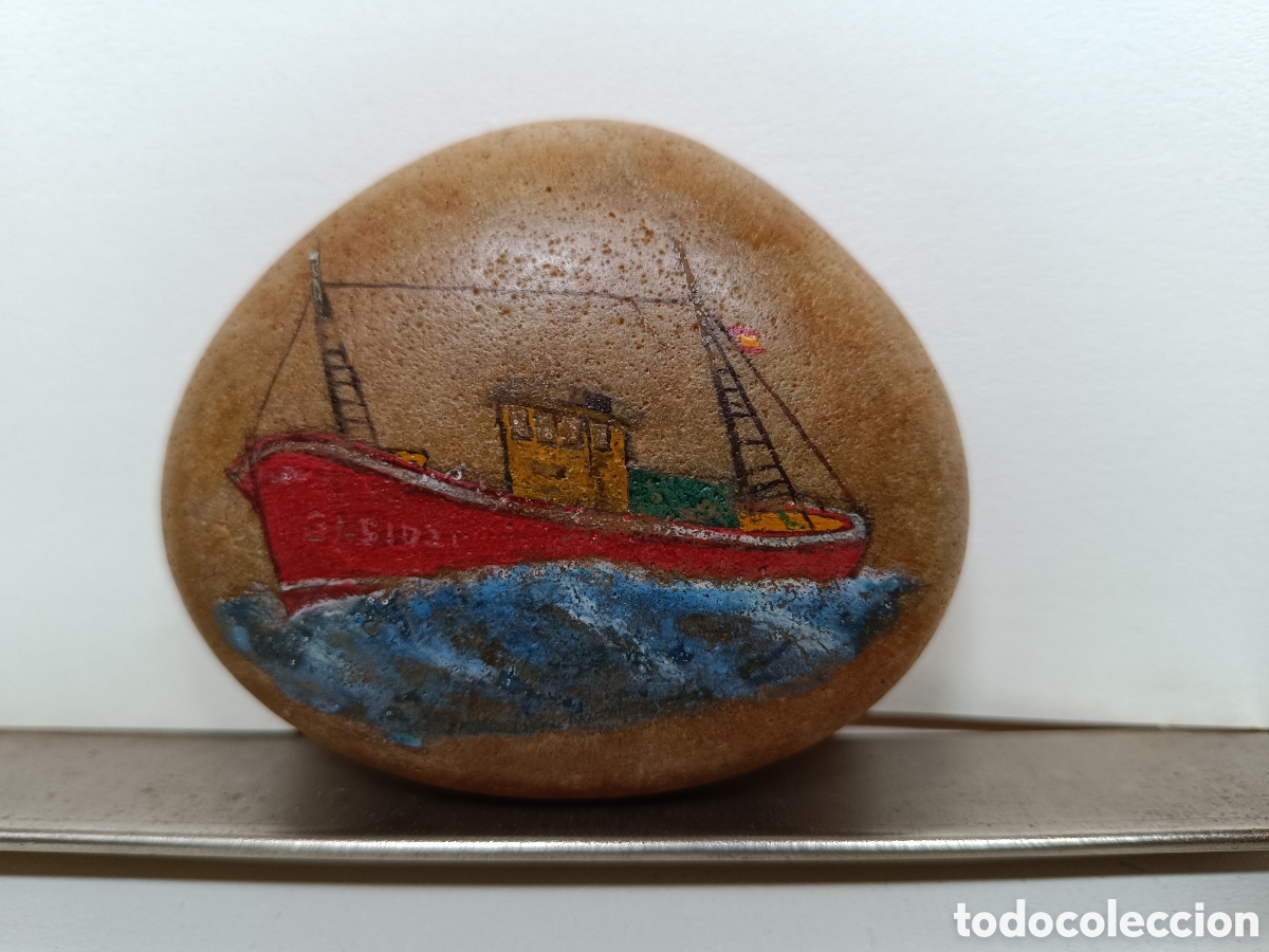 Artesan&iacute;a: Piedra pintada a mano de un barco - Foto 1