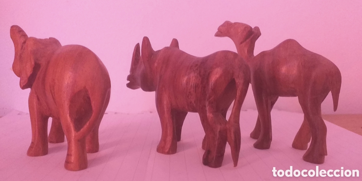 Artesan&iacute;a: Trio de animales de madera de Pakistan. - Foto 2