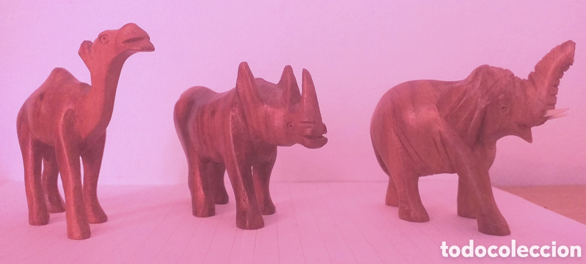 Artesan&iacute;a: Trio de animales de madera de Pakistan. - Foto 1