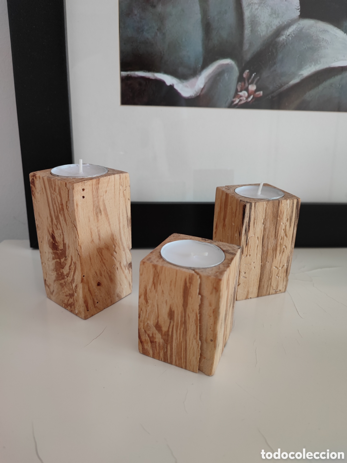 Artesan&iacute;a: Portavelas artesanales de madera - Foto 2