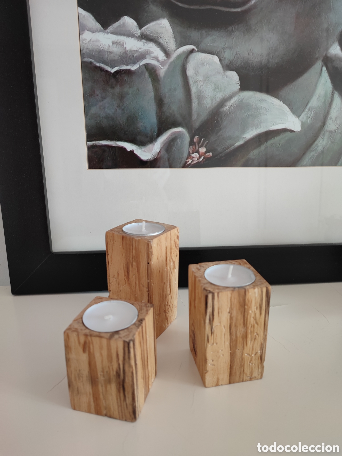 Artesan&iacute;a: Portavelas artesanales de madera - Foto 1