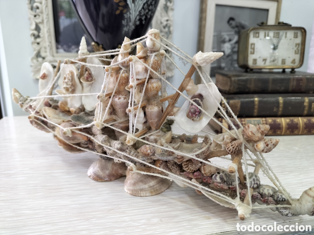 Artesan&iacute;a: Antiguo barco de conchas de mar 28 cm - Foto 2