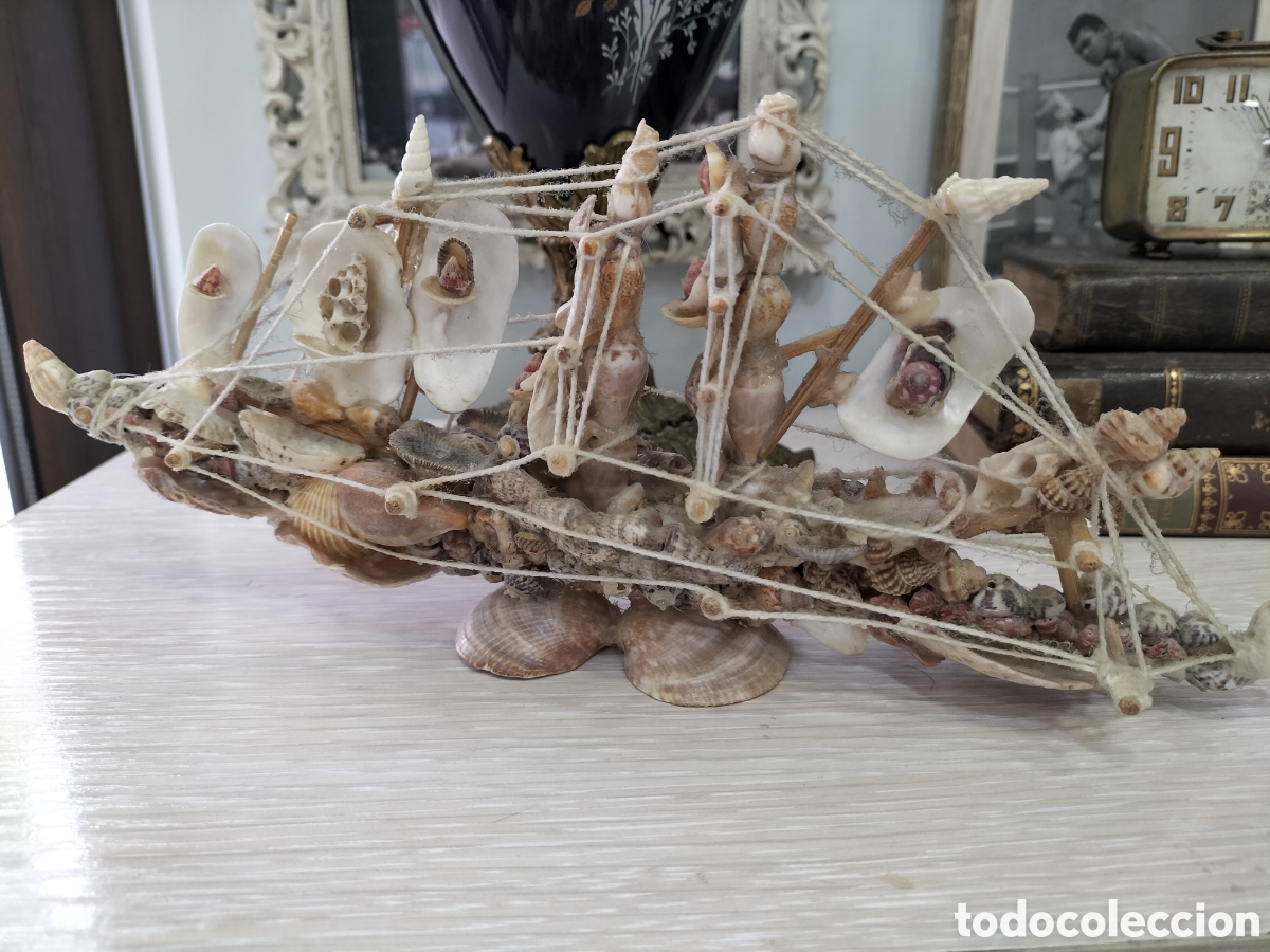 Artesan&iacute;a: Antiguo barco de conchas de mar 28 cm - Foto 1