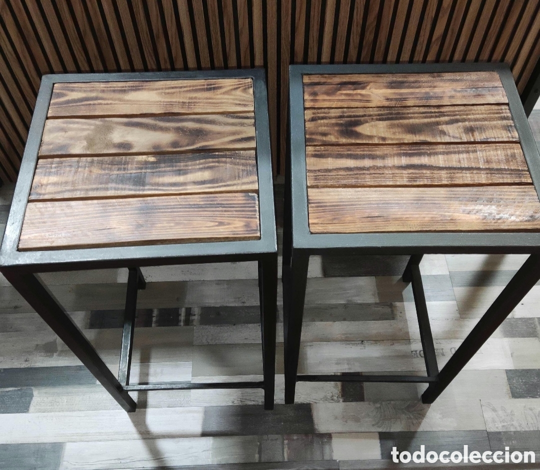 Artesan&iacute;a: 2 taburetes de cocina estilo industrial - Foto 3