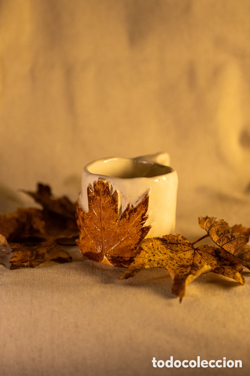 Artesan&iacute;a: Caneca artesanal com folha - Foto 4