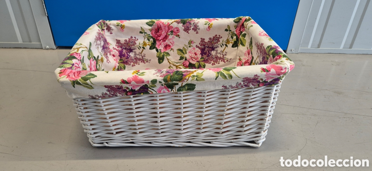 Artesan&iacute;a: Cesto cesta mimbre forro flores - Foto 2