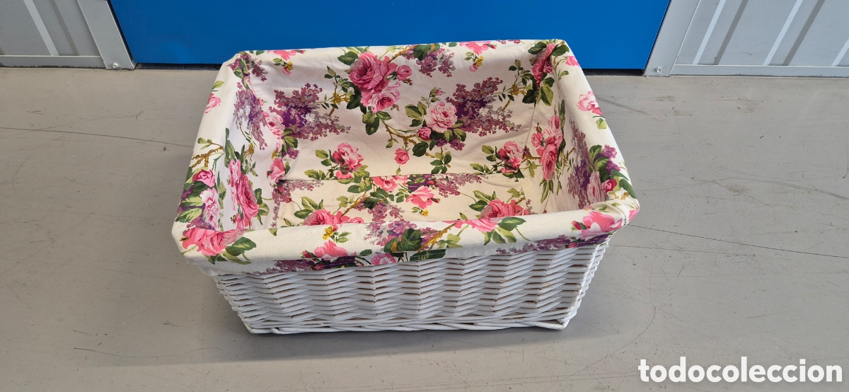 Artesan&iacute;a: Cesto cesta mimbre forro flores - Foto 3