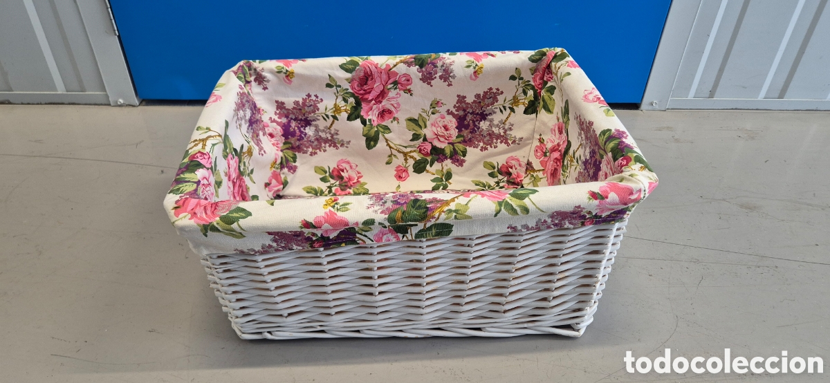 Artesan&iacute;a: Cesto cesta mimbre forro flores - Foto 1