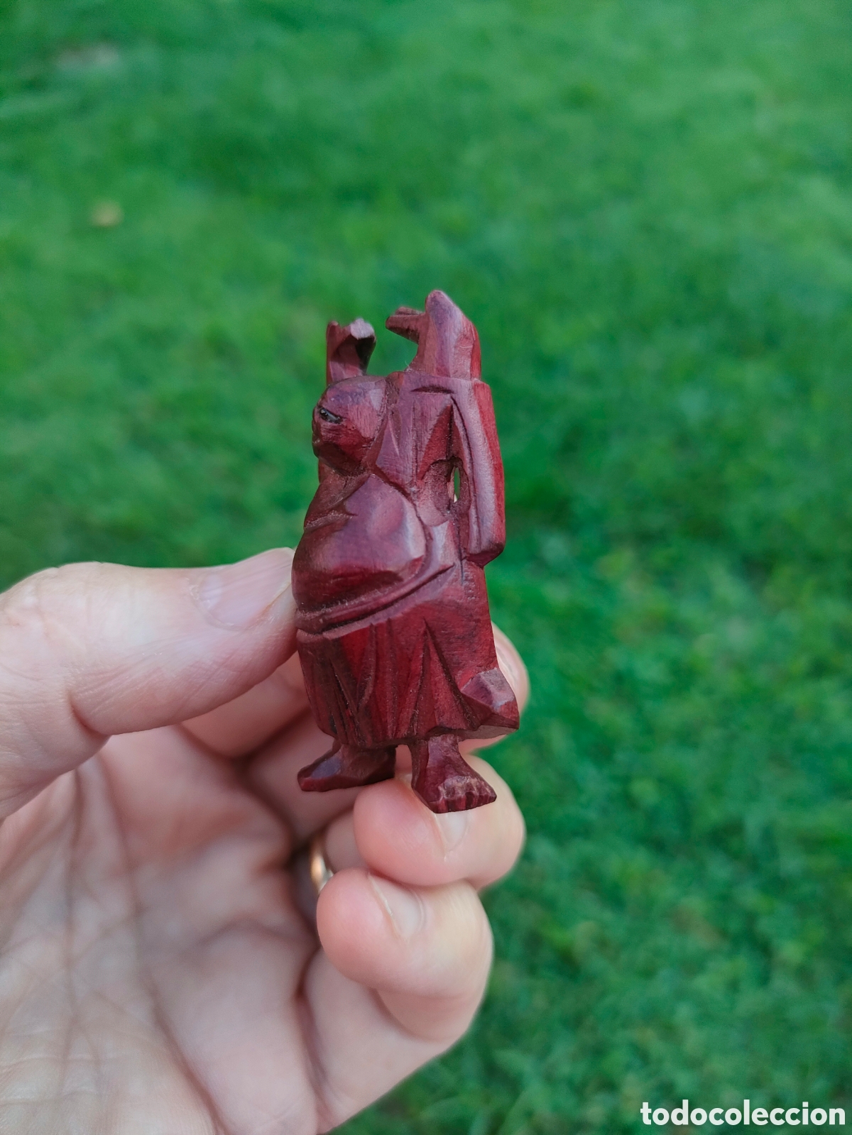 Artesan&iacute;a: Figura de buda, tallado en madera (caoba?) - Foto 5