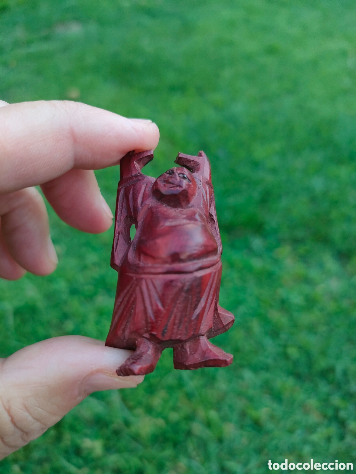 Artesan&iacute;a: Figura de buda, tallado en madera (caoba?) - Foto 7