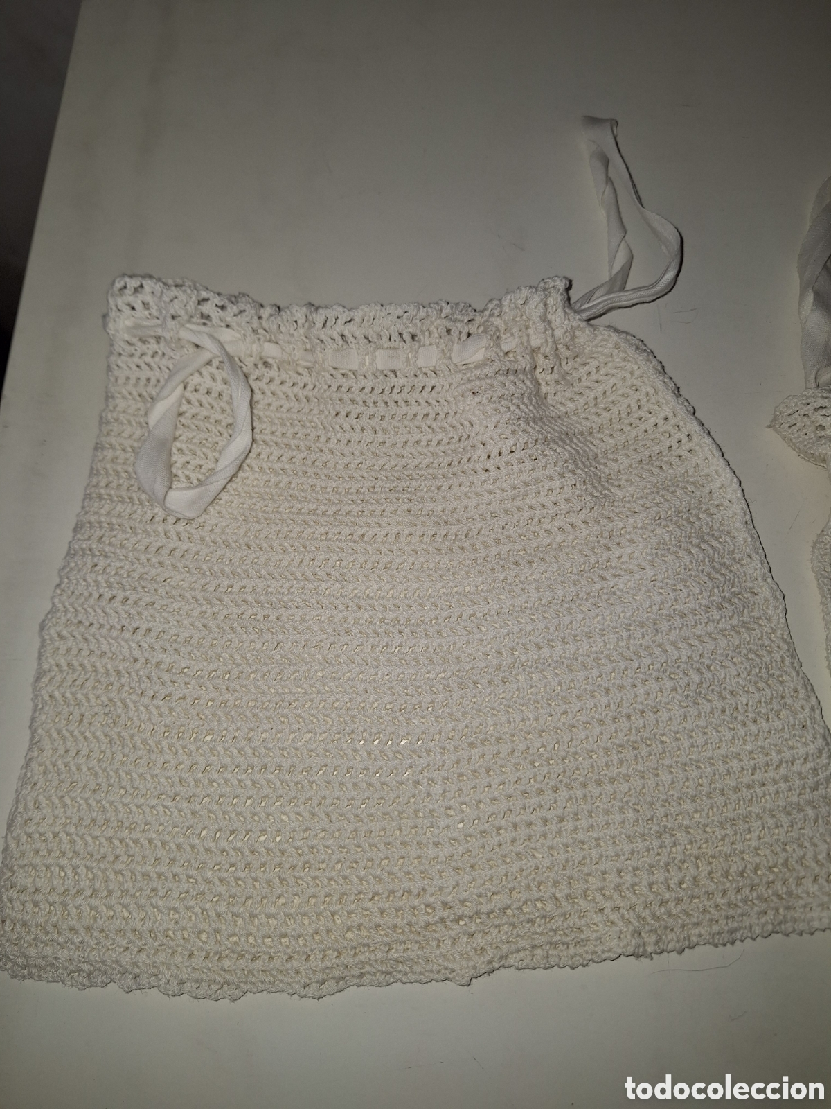 Artesan&iacute;a: Lote de 2 saquitos blancos de ganchillo - Foto 2