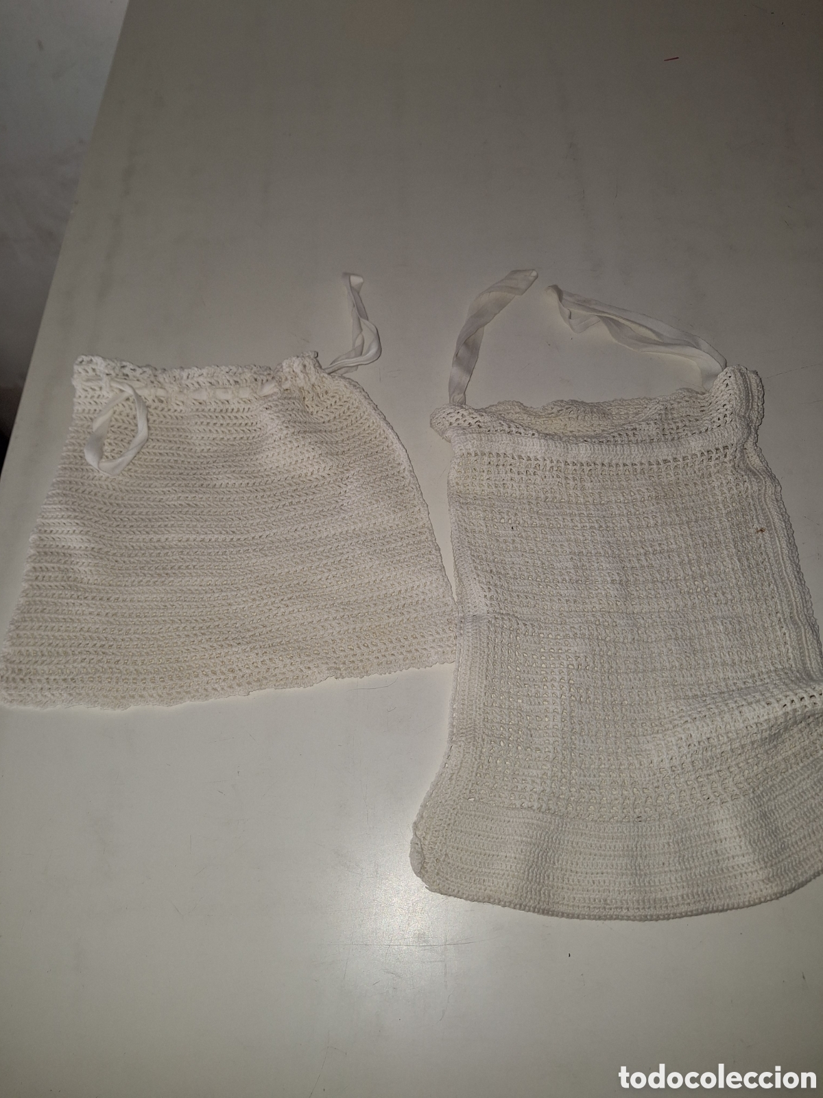 Artesan&iacute;a: Lote de 2 saquitos blancos de ganchillo - Foto 1