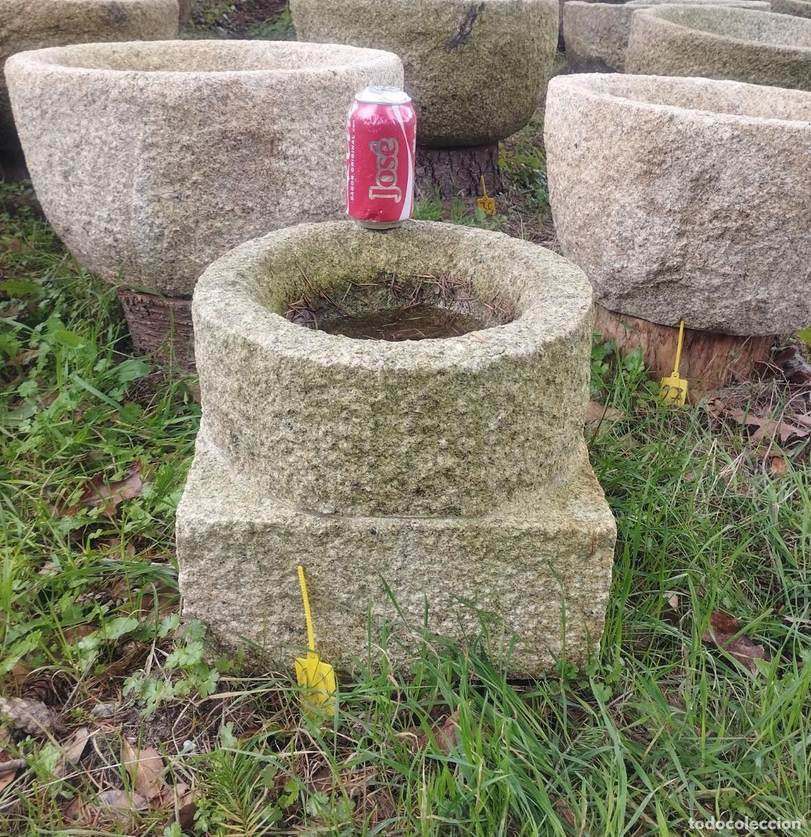 Artesan&iacute;a: Pila Circular de Granito 34cm con Base Cuadrada // jrsanchezantiques - Foto 2