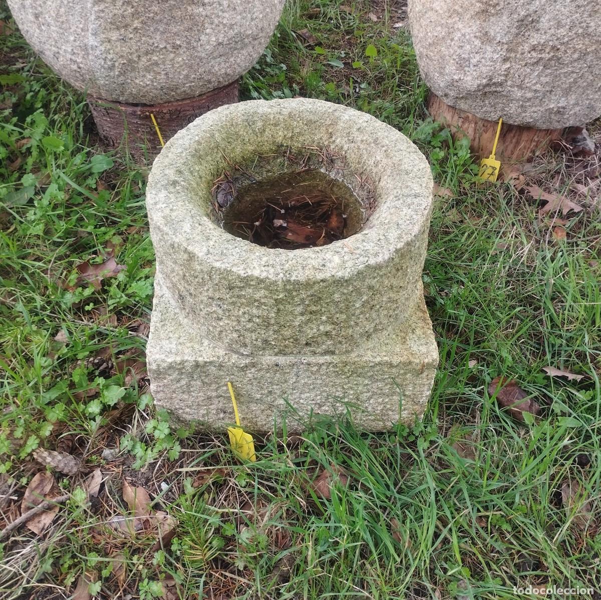 Artesan&iacute;a: Pila Circular de Granito 34cm con Base Cuadrada // jrsanchezantiques - Foto 5
