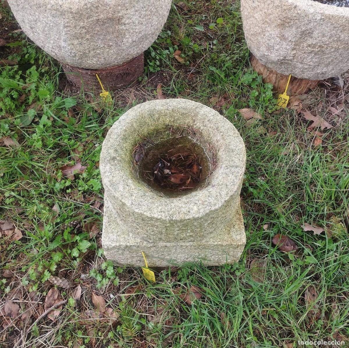 Artesan&iacute;a: Pila Circular de Granito 34cm con Base Cuadrada // jrsanchezantiques - Foto 6