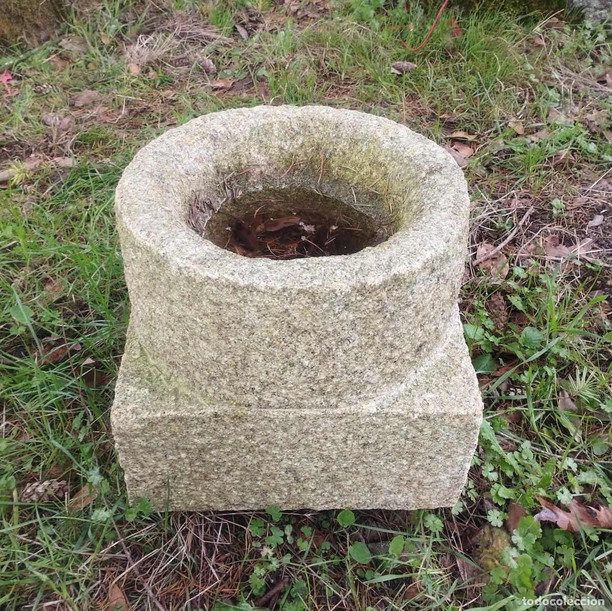 Artesan&iacute;a: Pila Circular de Granito 34cm con Base Cuadrada // jrsanchezantiques - Foto 4