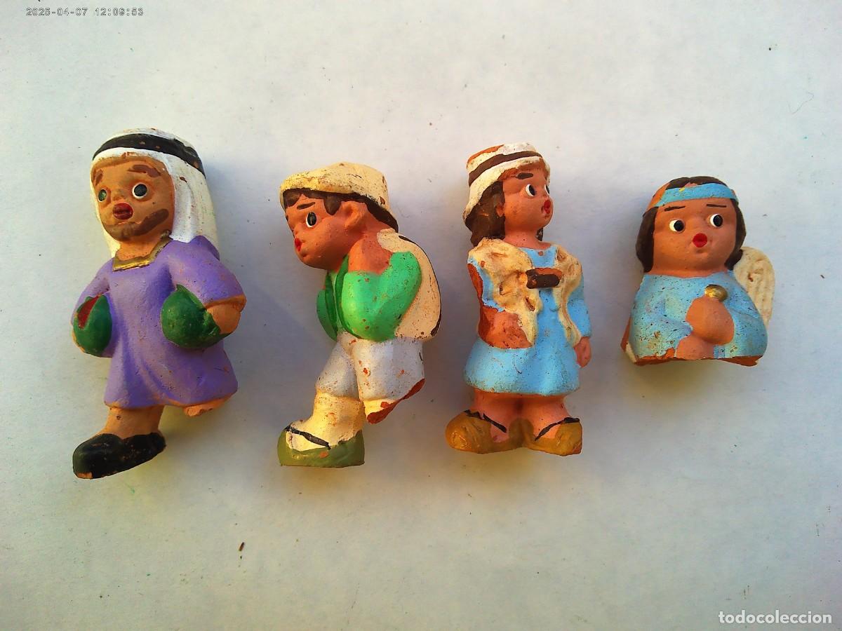 Kunsthandwerk: LOTE DE 5 FIGURITAS DE TERRACOTA DEL BELEN : PASTORES , &iexcl; HECHOS POLVO !!!!!