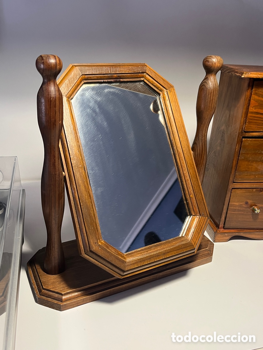 Artesan&iacute;a: Conjunto de Espejo y Joyero de Madera - Foto 2