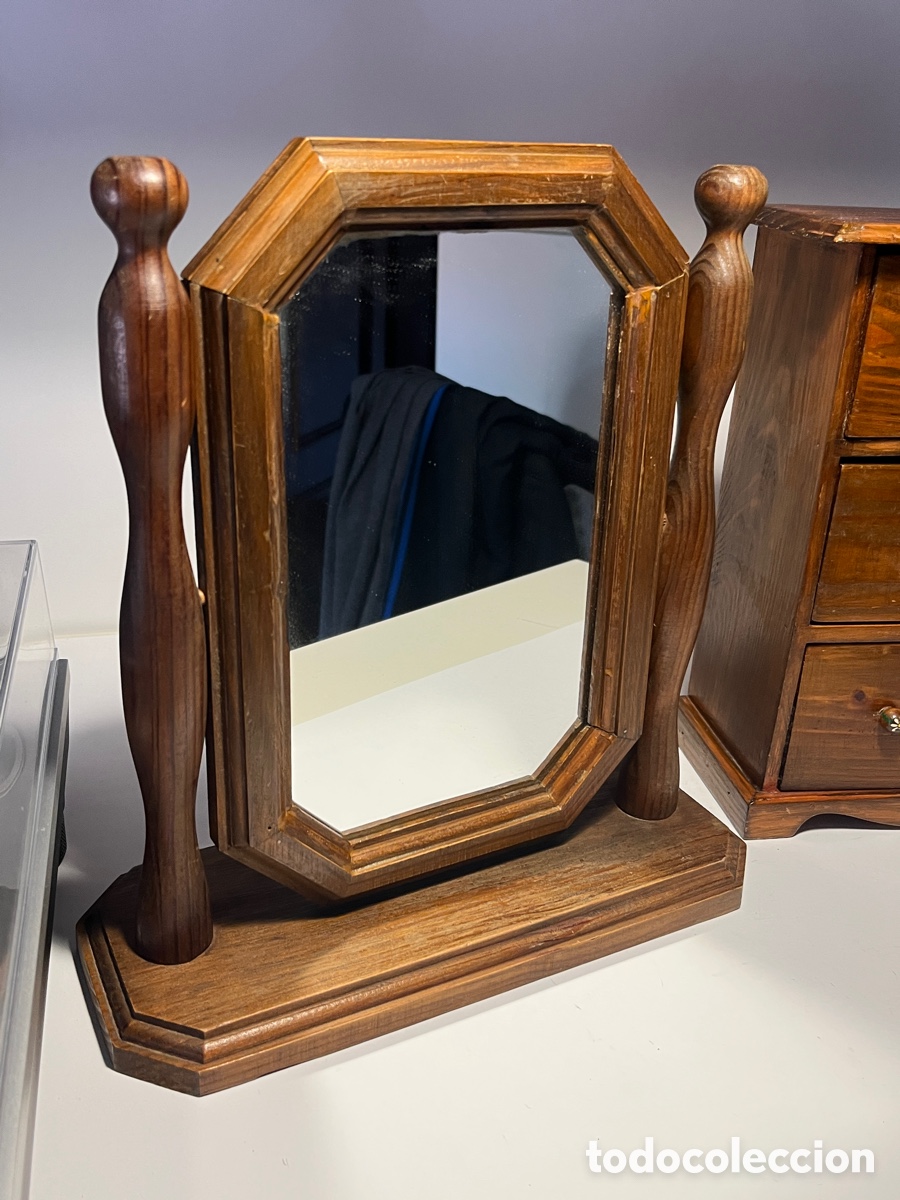 Artesan&iacute;a: Conjunto de Espejo y Joyero de Madera - Foto 3