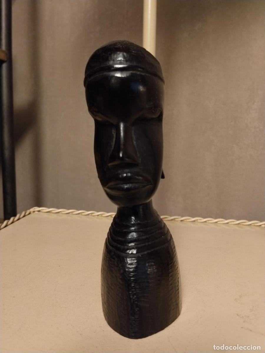 Artigianato: Busto africano tallado a mano &ndash; &Eacute;bano/Madera dura &ndash; Arte tribal &ndash; Tanzania/Kenia &ndash; 16 cm