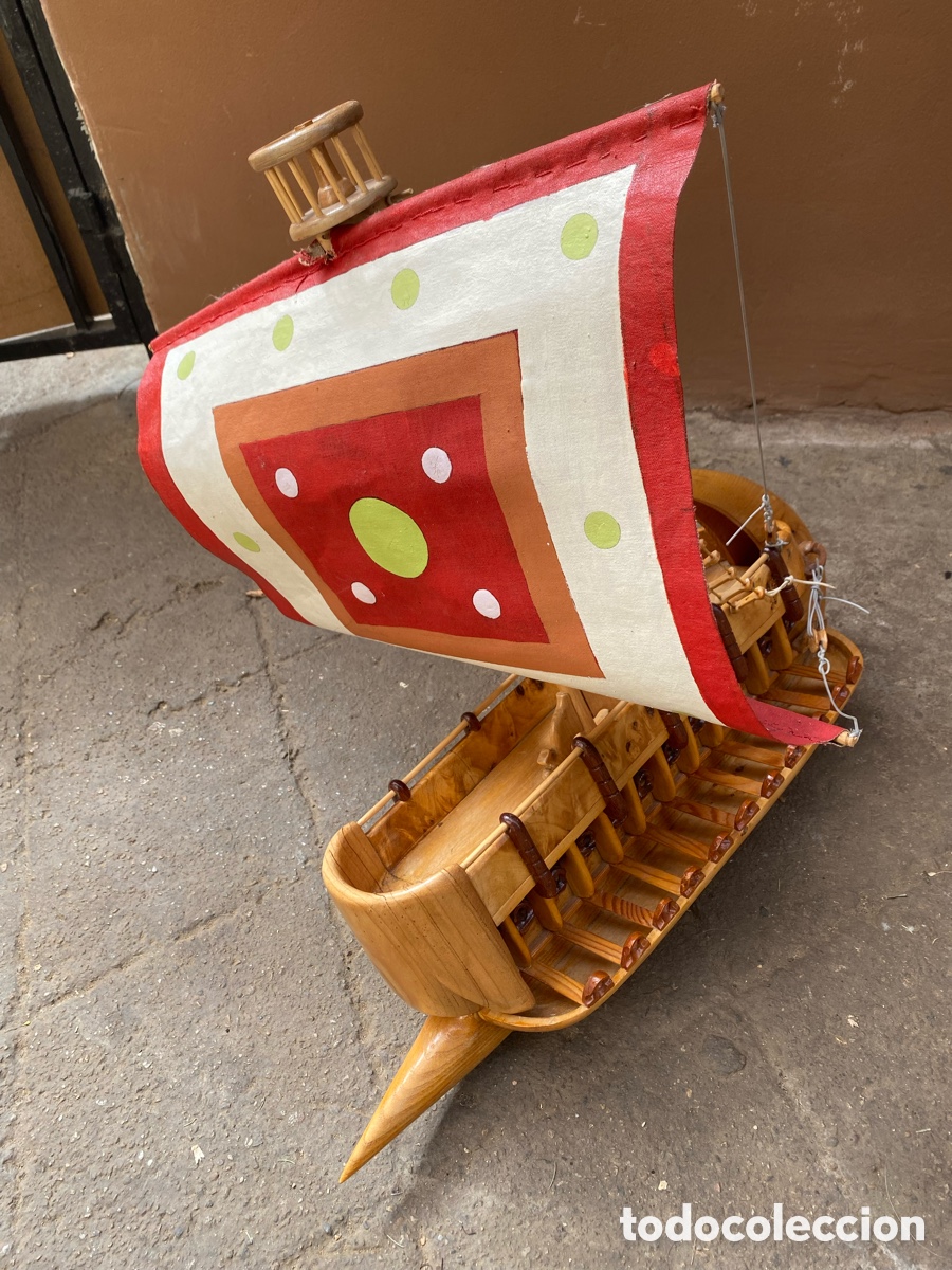 Artesan&iacute;a: Gran Maqueta Barco Vikingo Drakkar (52cm) - Madera Artesanal