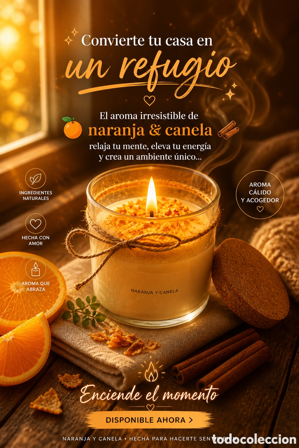 Artesan&iacute;a: Vela aromatica naranja y canela.