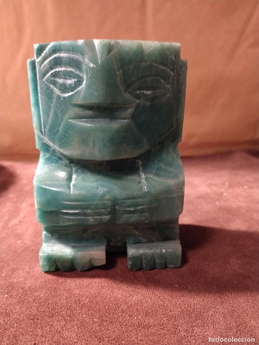 Kunsthandwerk: Escultura en piedra verde (serpentina) &ndash; 570 g &ndash; Estilo precolombino &ndash; Tallada a mano