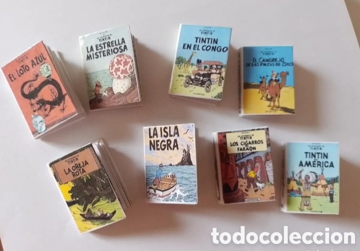 Artesan&iacute;a: Ocho vol&uacute;menes minilibros artesanales Tint&iacute;n. Miniaturas.