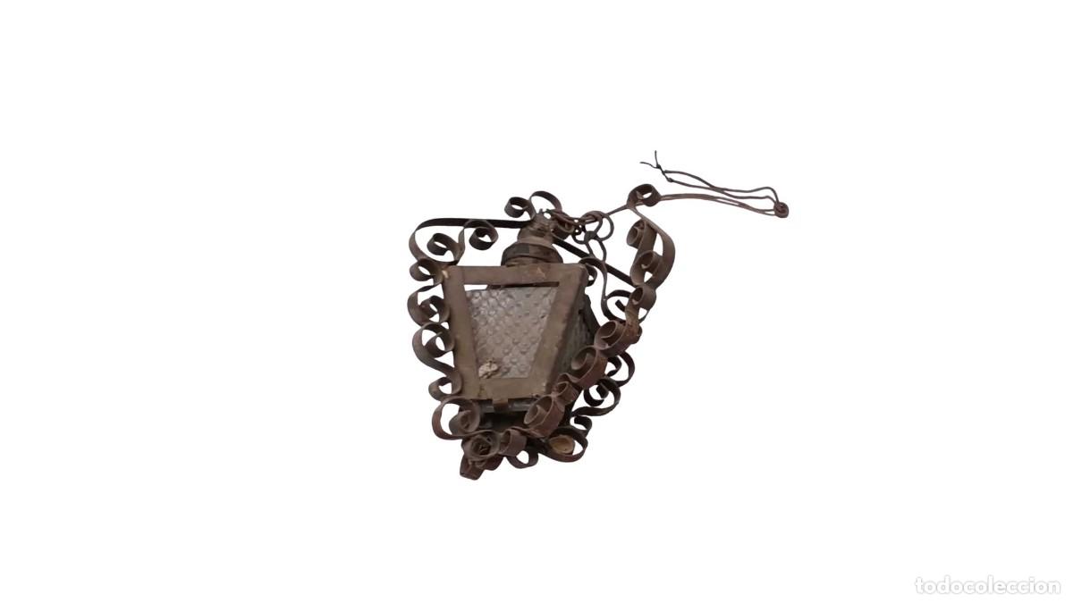 Artisanat: L&aacute;mpara de Farol Antiguo de Hierro Forjado &ndash; Filigrana y Cristales Texturizados &ndash; A&ntilde;os 50/60 &ndash; Muy R