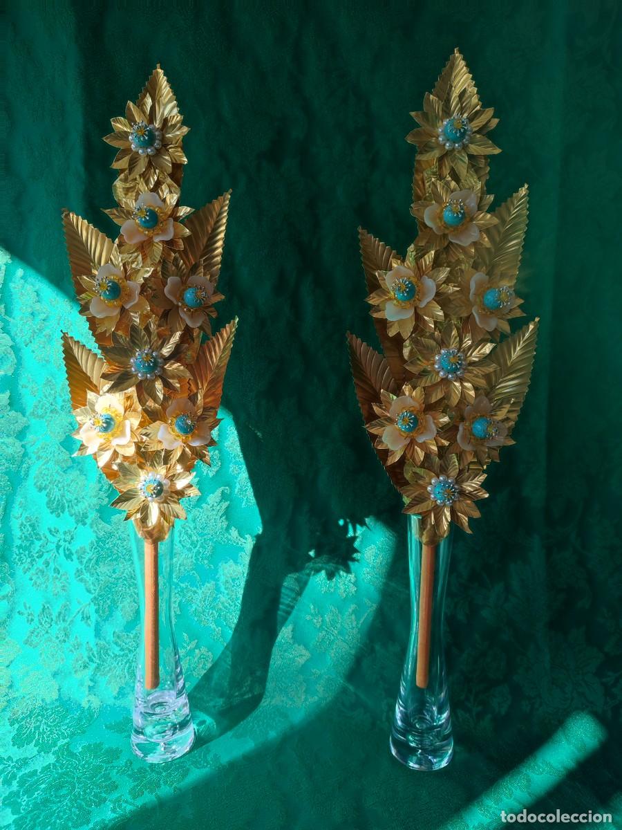 Artesan&iacute;a: Pareja ramos flores talco - Foto 2