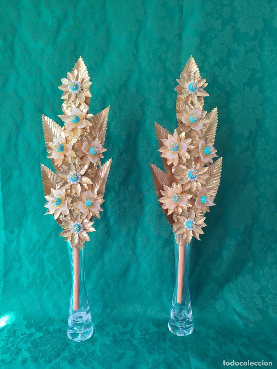 Artesan&iacute;a: Pareja ramos flores talco - Foto 1