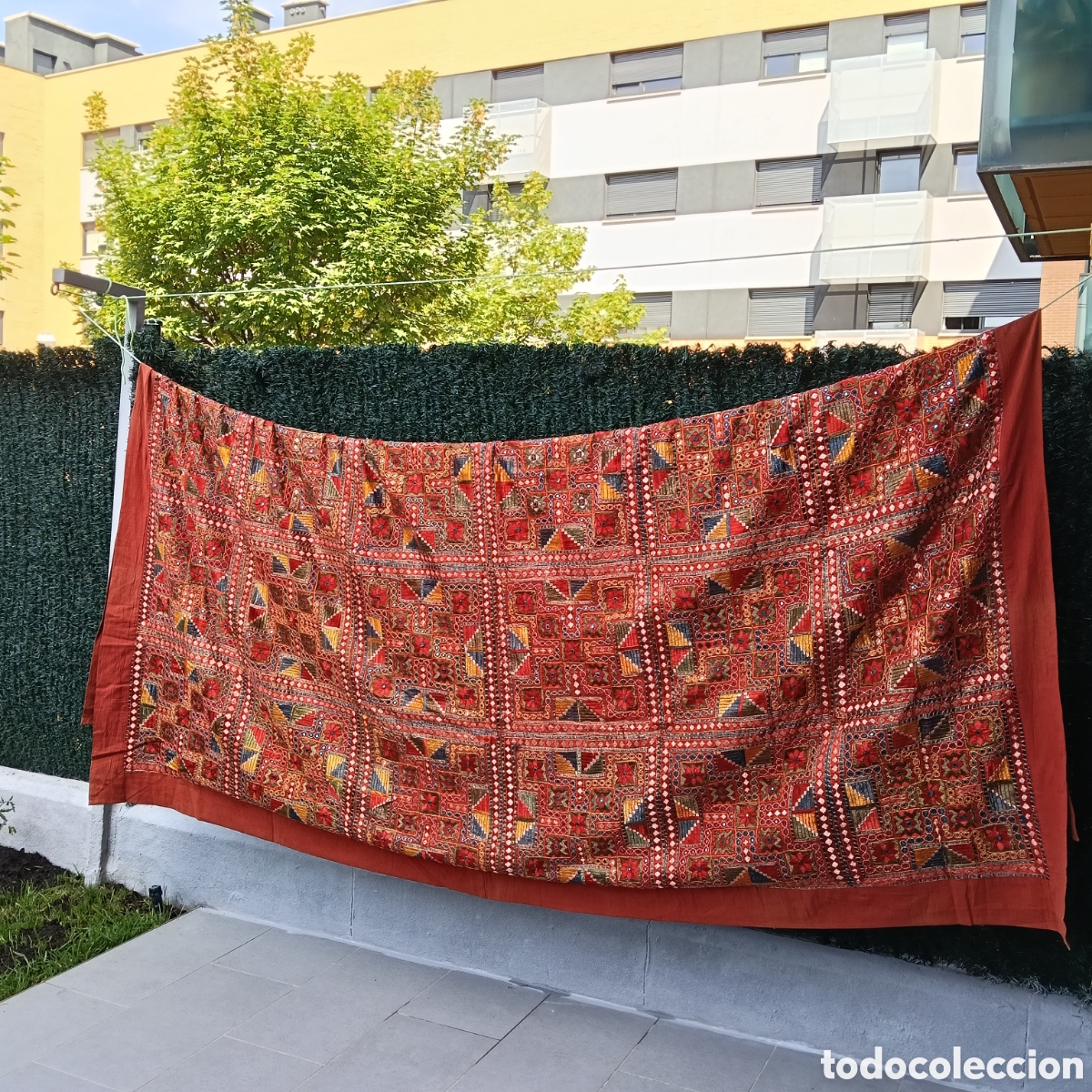 Artesan&iacute;a: Tapiz patchwork hecho a mano de la India. - Foto 2