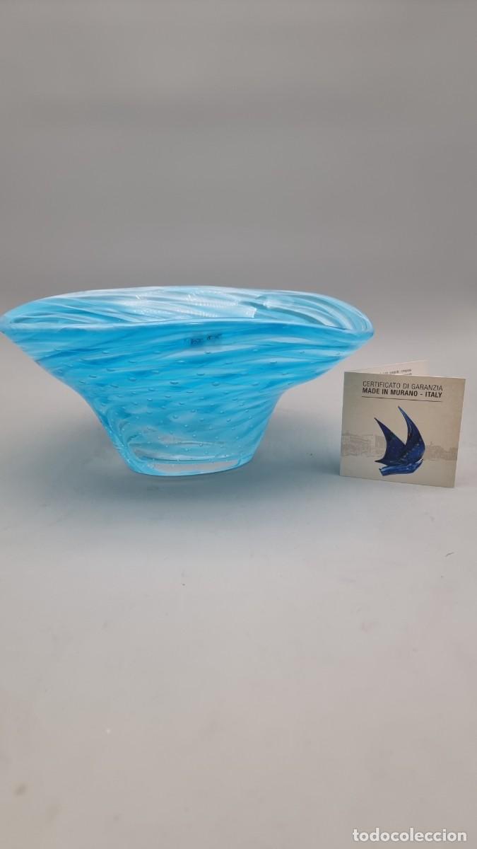 Artesan&iacute;a: Centro de mesa original azul de cristal de Murano firmado por Enrico Cammozzo.