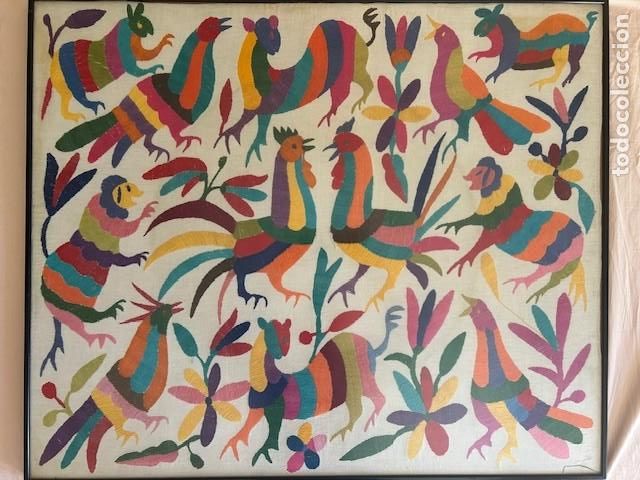 Artesan&iacute;a: OTOMI MEJICANO, BORDADO A MANO, ENMARCADO CON CRISTAL