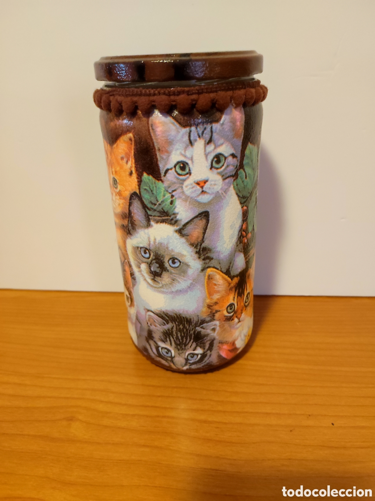 Artesan&iacute;a: Bote de Cristal Decorado Gatitos - Hecho a Mano