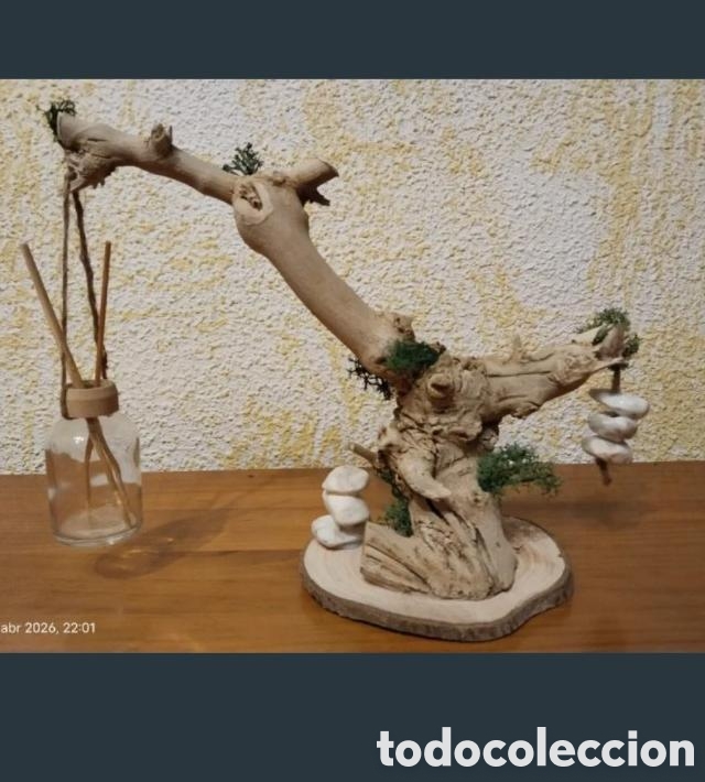 Artesan&iacute;a: Difusor mikado artesanal con rama de olivo y base de madera