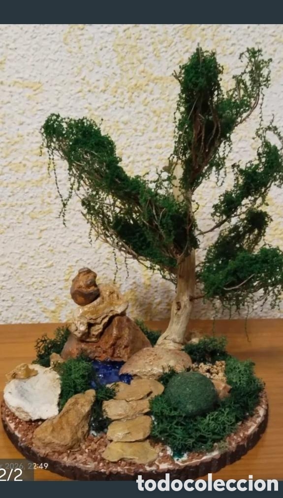 Artesan&iacute;a: Diorama Zen artesanal con &aacute;rbol, r&iacute;o y piedras decorativas