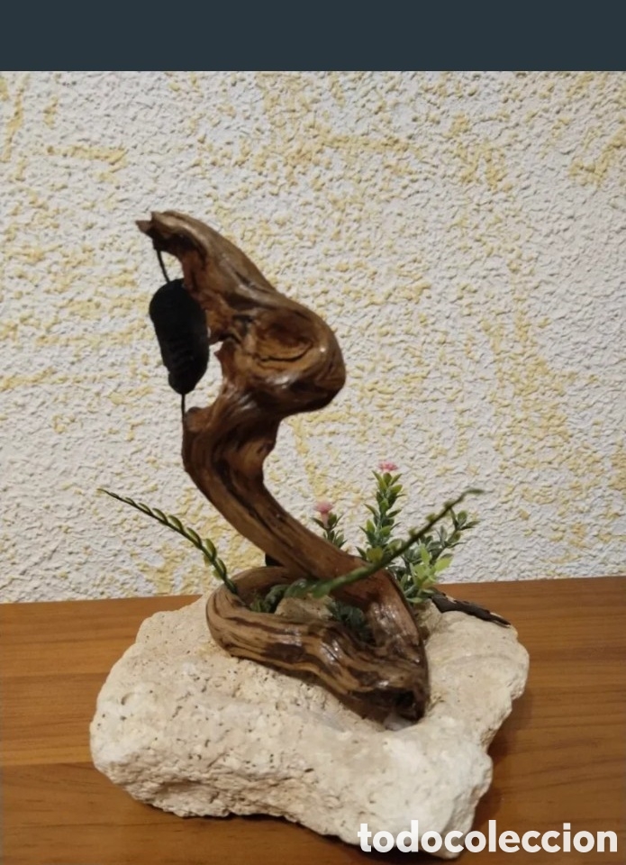 Artesan&iacute;a: Escultura Decorativa Tierra y Mar en Madera de Deriva y Piedra Natural Artesanal